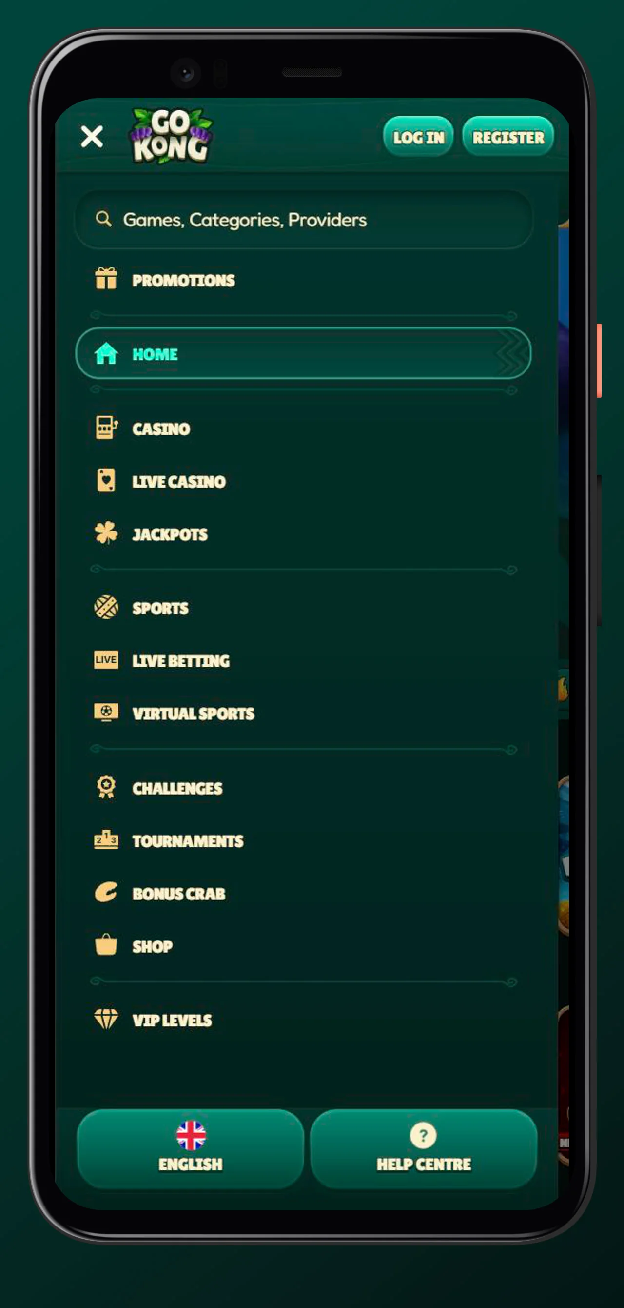 Navigation bei GoKong auf dem Handy